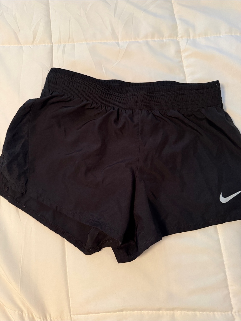 Nike Black Women's Athletic Shorts with White Swoosh